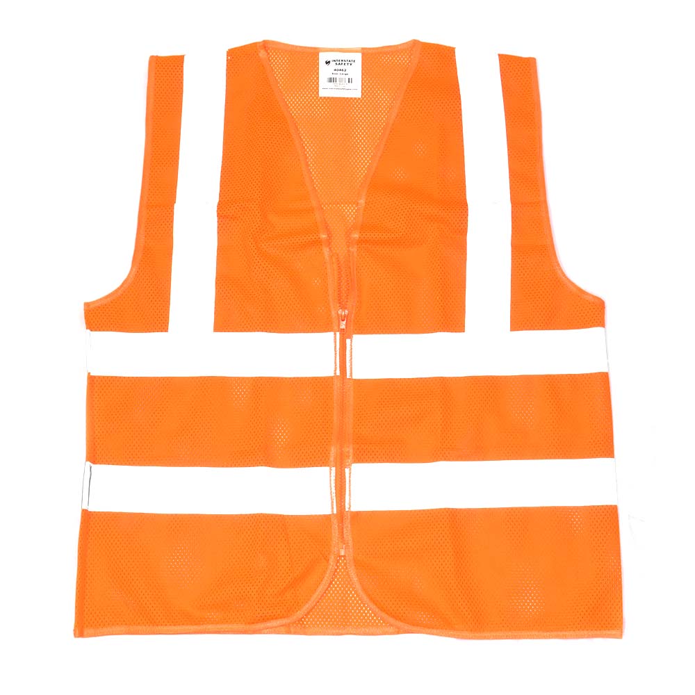 High Visibility Safety Vest with Reflective Stripes, Large, Orange
