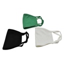 ASSORTED REUSABLE FACE MASKS (WHITE, BLACK, GREEN) 3/PACK