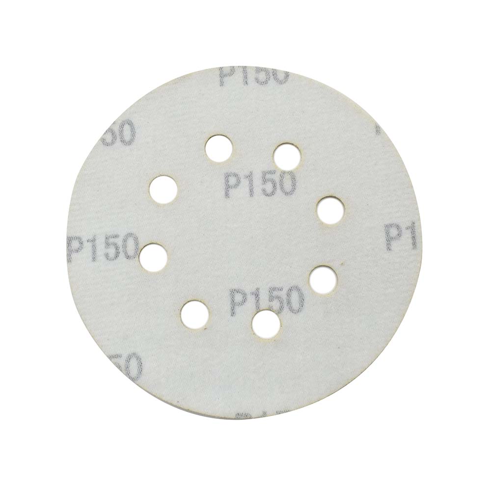 150 Grit 5" Diameter 8-Hole H&L Sanding Paper - 25/Pack (Ceramic Aluminum Oxide)