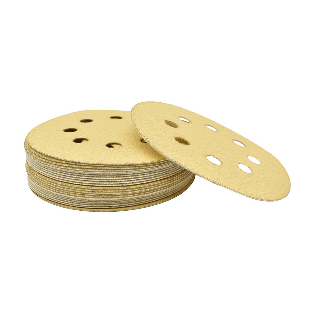 150 Grit 5" Diameter 8-Hole H&L Sanding Paper - 25/Pack (Ceramic Aluminum Oxide)