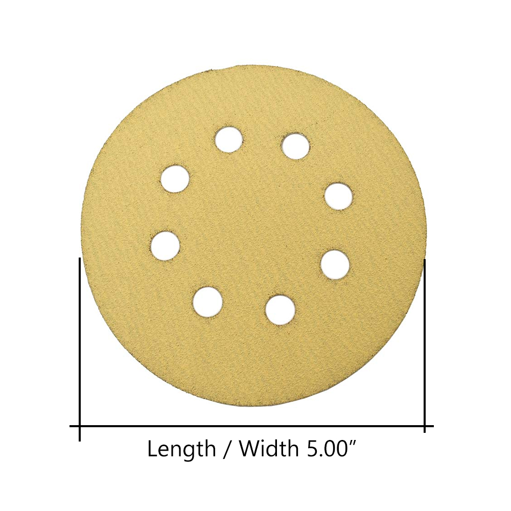150 Grit 5" Diameter 8-Hole H&L Sanding Paper - 25/Pack (Ceramic Aluminum Oxide)