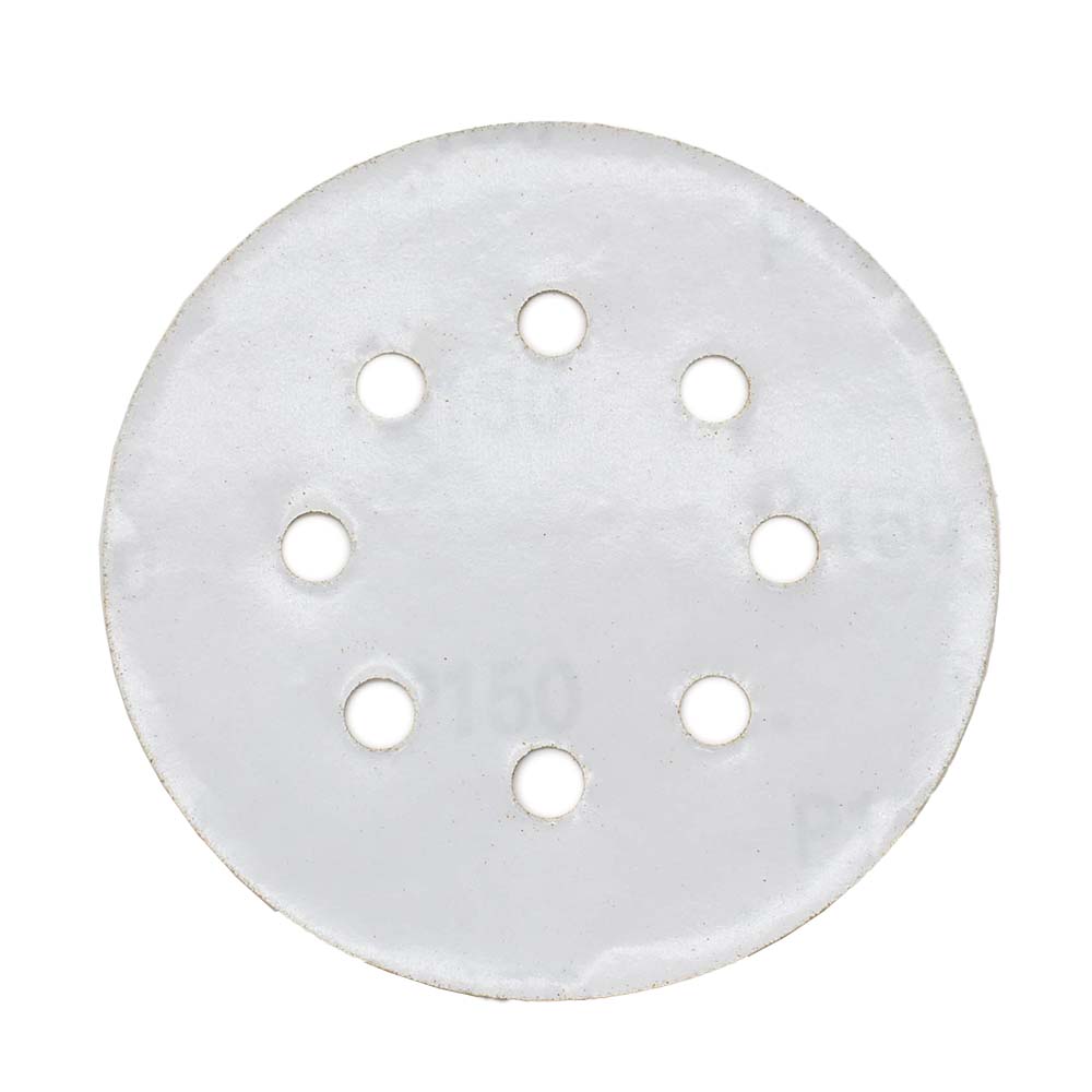 150 Grit 5" Diameter 8-Hole PSA Sanding Paper - 25/Pack (Ceramic Aluminum Oxide)