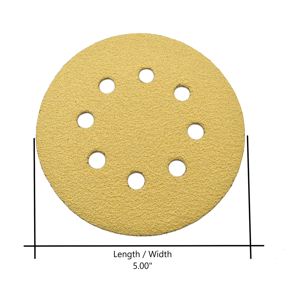 60 Grit 5" Diameter 8-Hole PSA Sanding Paper - 25/Pack (Ceramic Aluminum Oxide)