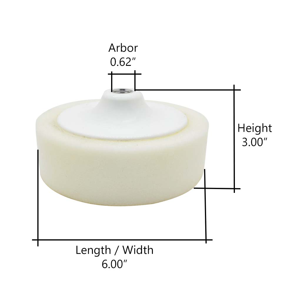 6" White Compounding Pad 5/8"-11 UNC thread