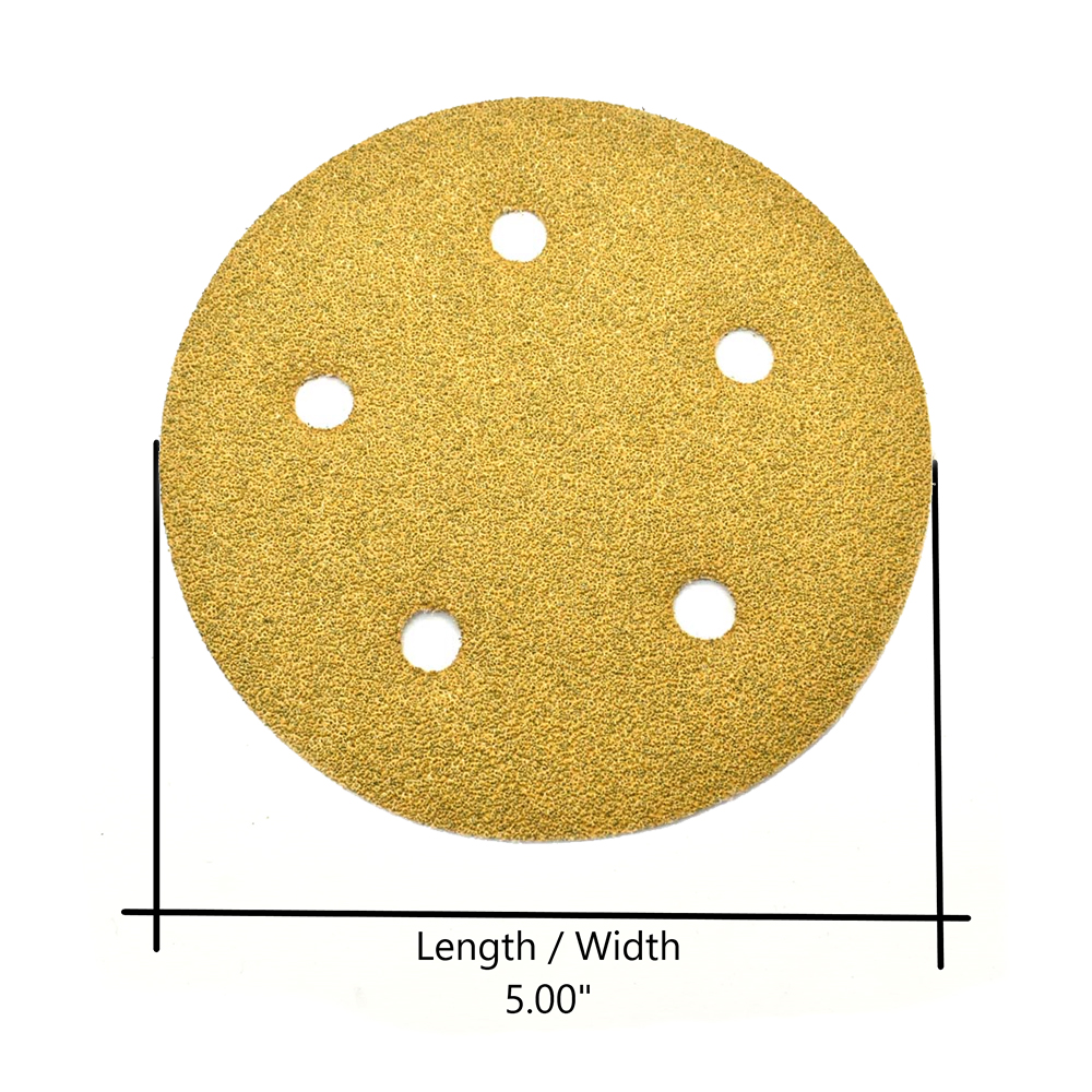60 Grit 5" Diameter 5-Hole H&L Sanding Paper - 25/Pack (Ceramic Aluminum Oxide)