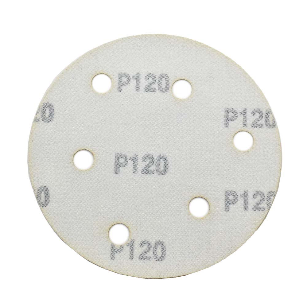 120 Grit 5" Diameter 5-Hole H&L Sanding Paper - 25/Pack (Ceramic Aluminum Oxide)