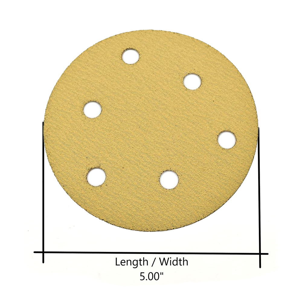 120 Grit 5" Diameter 5-Hole H&L Sanding Paper - 25/Pack (Ceramic Aluminum Oxide)