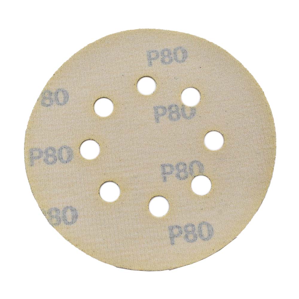 80 Grit 5" Diameter 8-Hole H&L Sanding Paper - 25/Pack (Ceramic Aluminum Oxide)