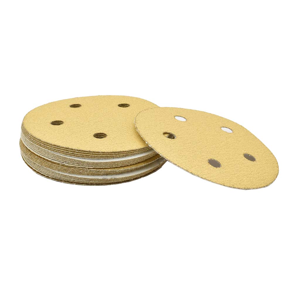 80 Grit 5" Diameter 5-Hole H&L Sanding Paper - 25/Pack (Ceramic Aluminum Oxide)