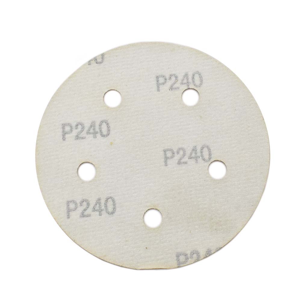 240 Grit 5" Diameter 5-Hole H&L Sanding Paper - 25/Pack (Ceramic Aluminum Oxide)