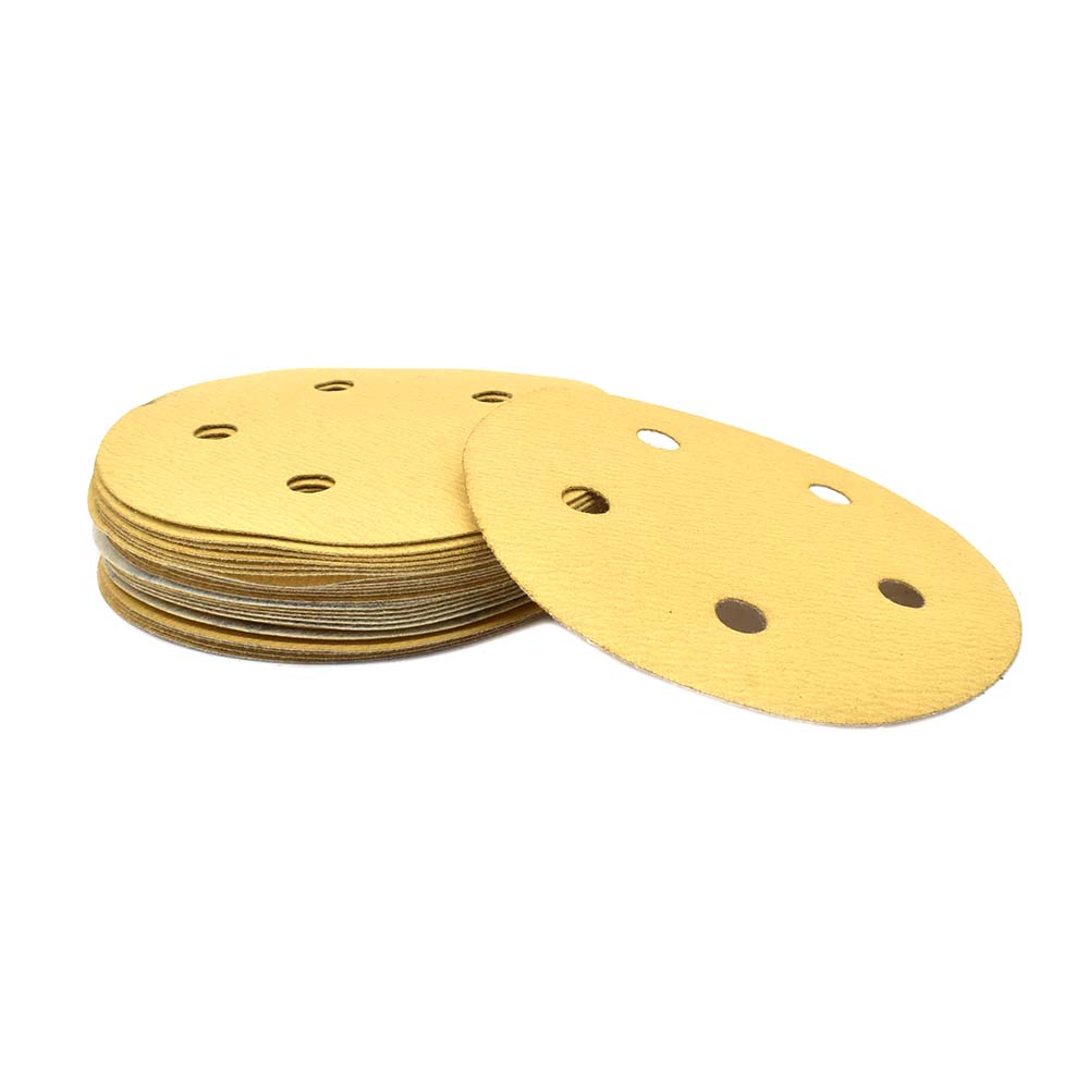 240 Grit 5" Diameter 5-Hole H&L Sanding Paper - 25/Pack (Ceramic Aluminum Oxide)