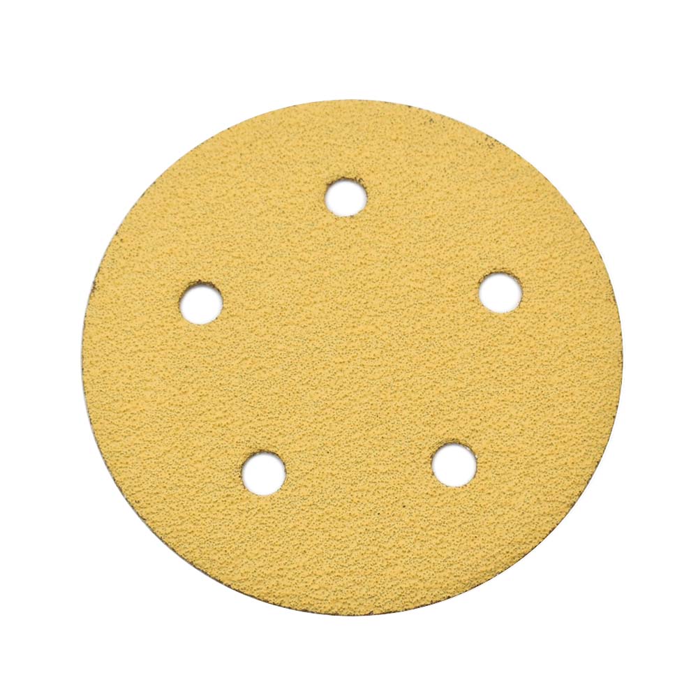 60 Grit 5" Diameter 5-Hole PSA Sanding Paper - 25/Pack (Ceramic Aluminum Oxide)
