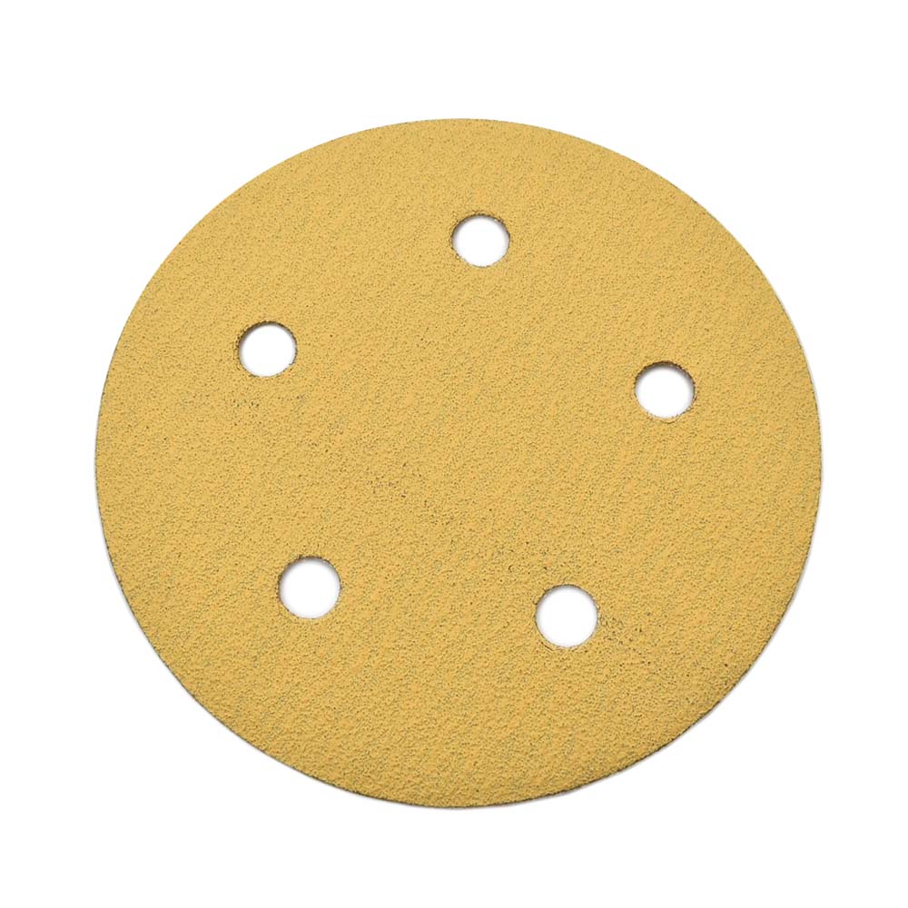 80 Grit 5" Diameter 5-Hole PSA Sanding Paper - 25/Pack (Ceramic Aluminum Oxide)
