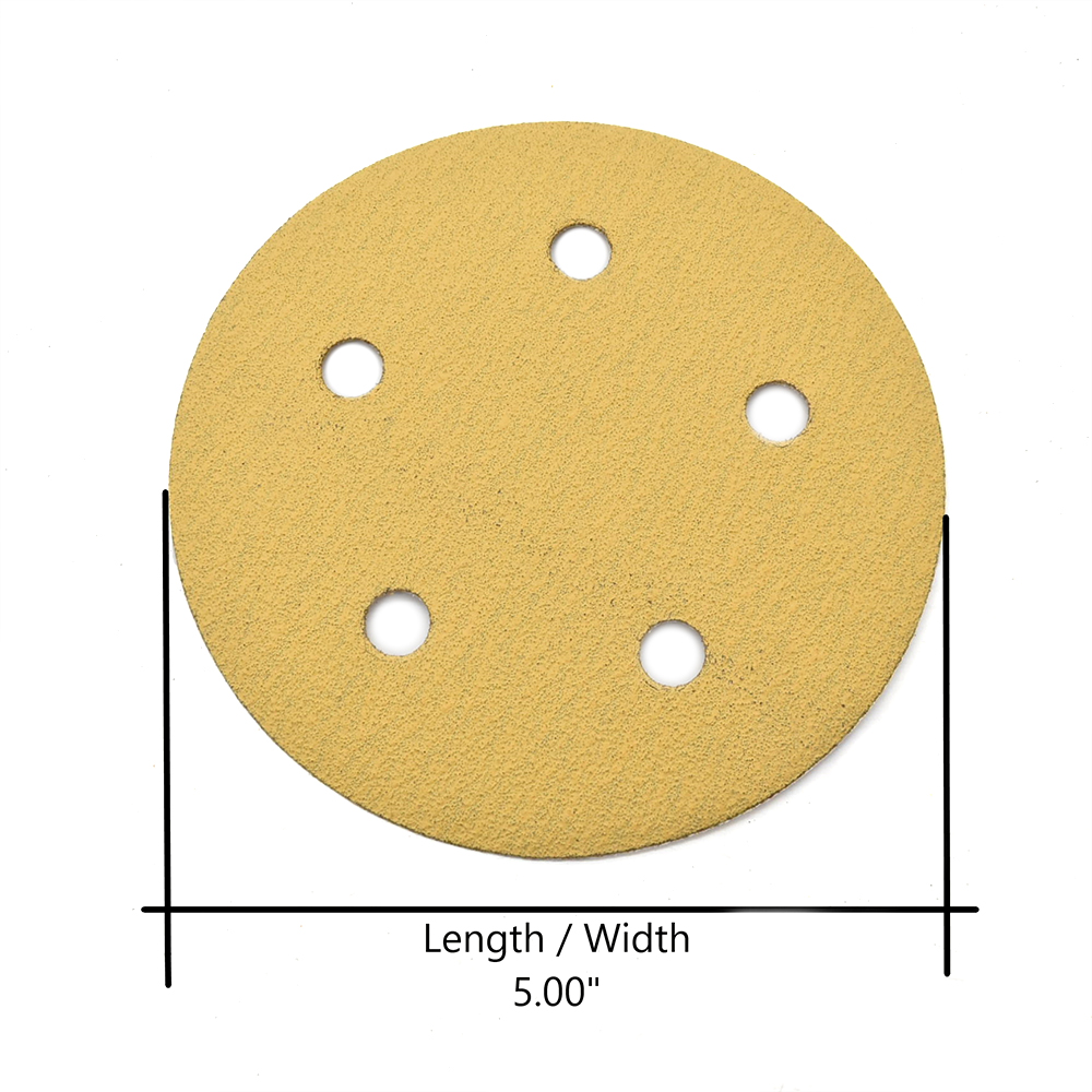 80 Grit 5" Diameter 5-Hole PSA Sanding Paper - 25/Pack (Ceramic Aluminum Oxide)