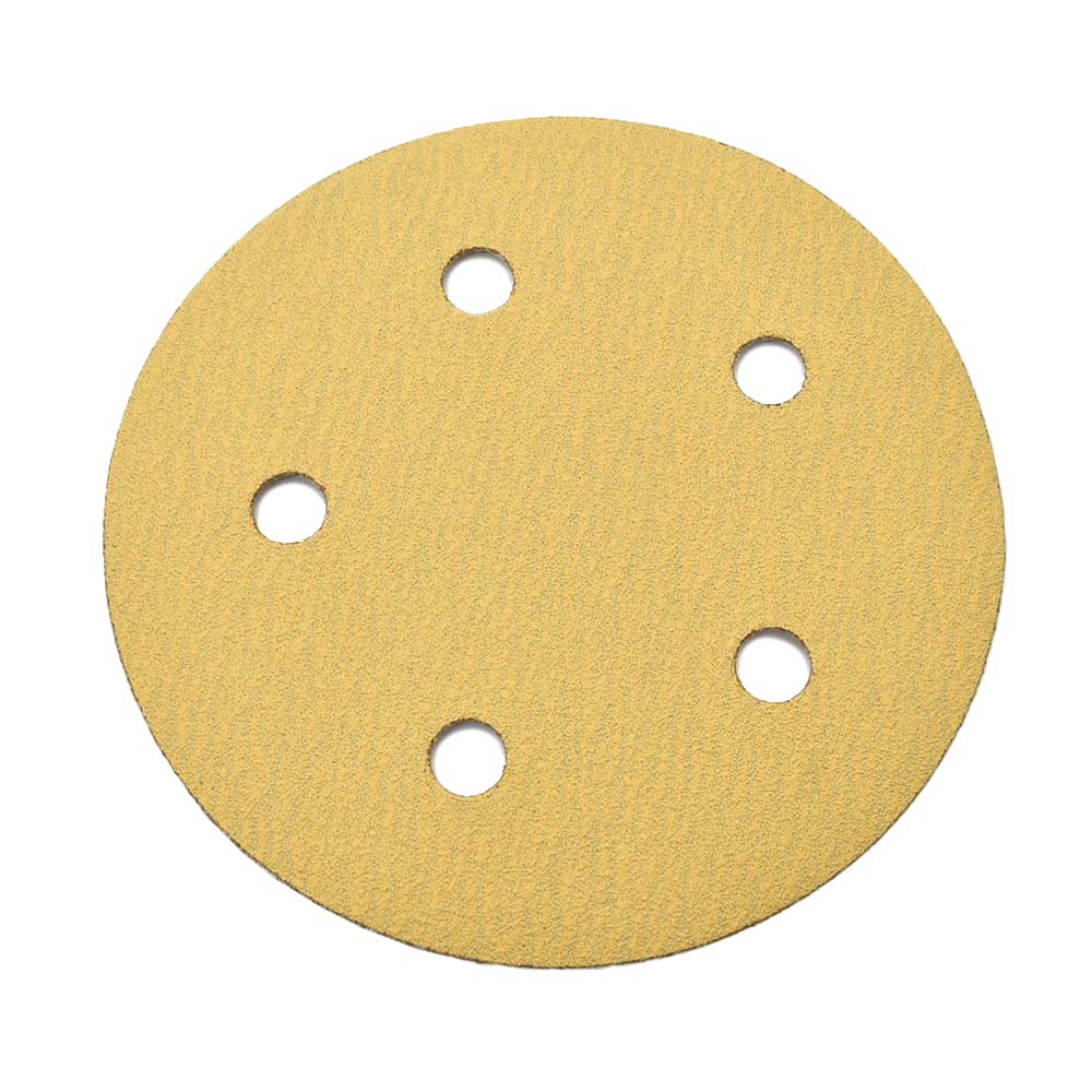 120 Grit 5" Diameter 5-Hole PSA Sanding Paper - 25/Pack (Ceramic Aluminum Oxide)