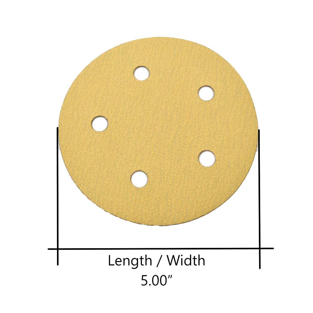 120 Grit 5" Diameter 5-Hole PSA Sanding Paper - 25/Pack (Ceramic Aluminum Oxide)