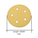 120 Grit 5" Diameter 5-Hole PSA Sanding Paper - 25/Pack (Ceramic Aluminum Oxide)