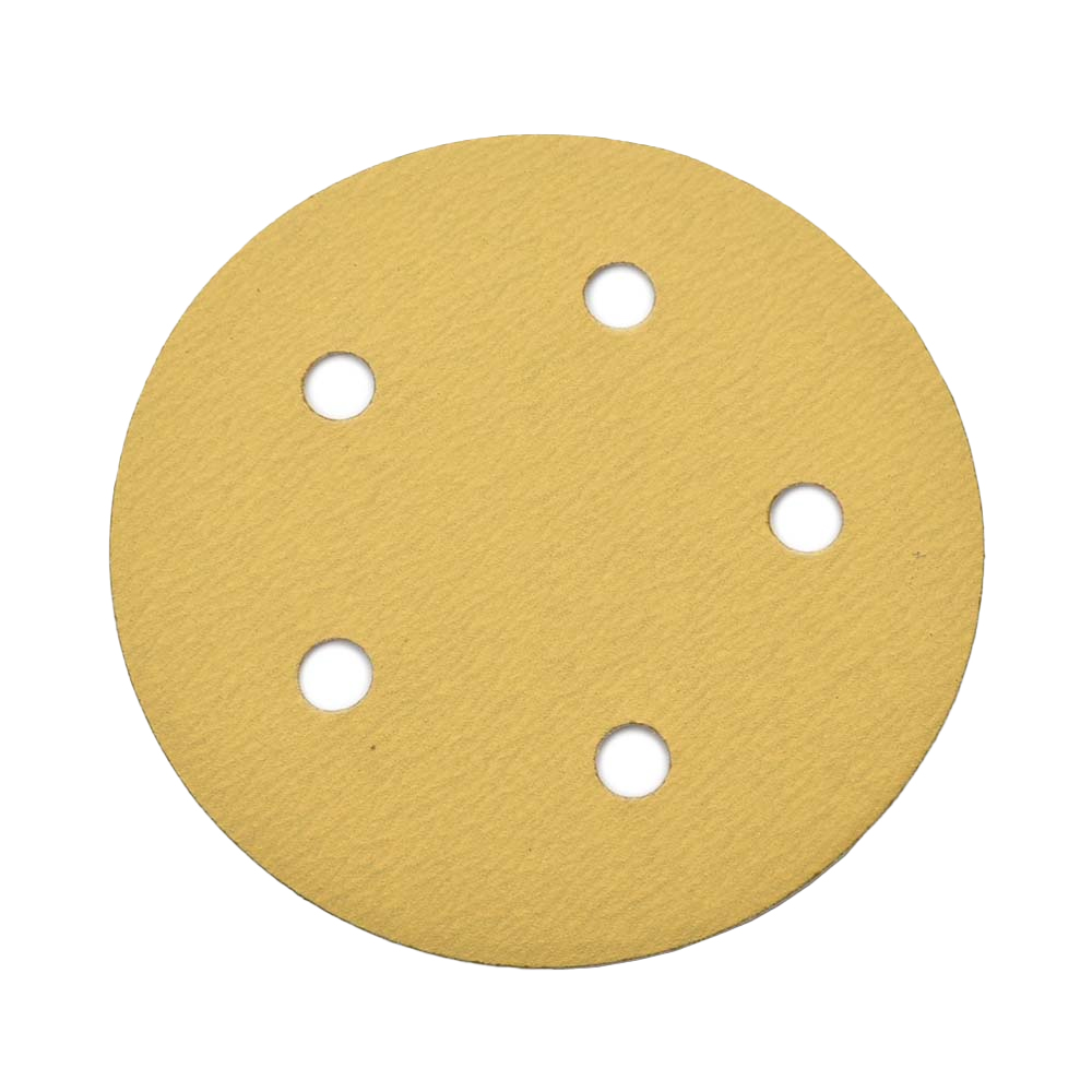 240 Grit 5" Diameter 5-Hole PSA Sanding Paper - 25/Pack (Ceramic Aluminum Oxide)