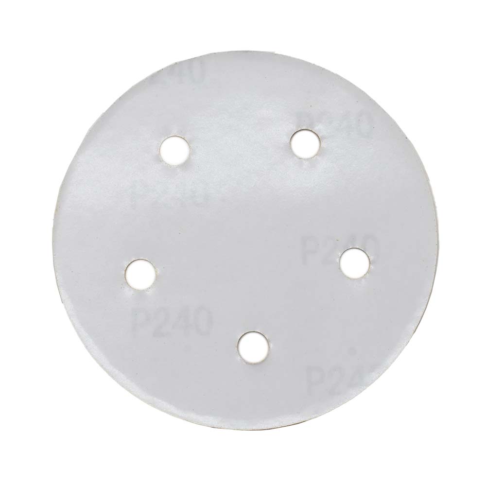 240 Grit 5" Diameter 5-Hole PSA Sanding Paper - 25/Pack (Ceramic Aluminum Oxide)