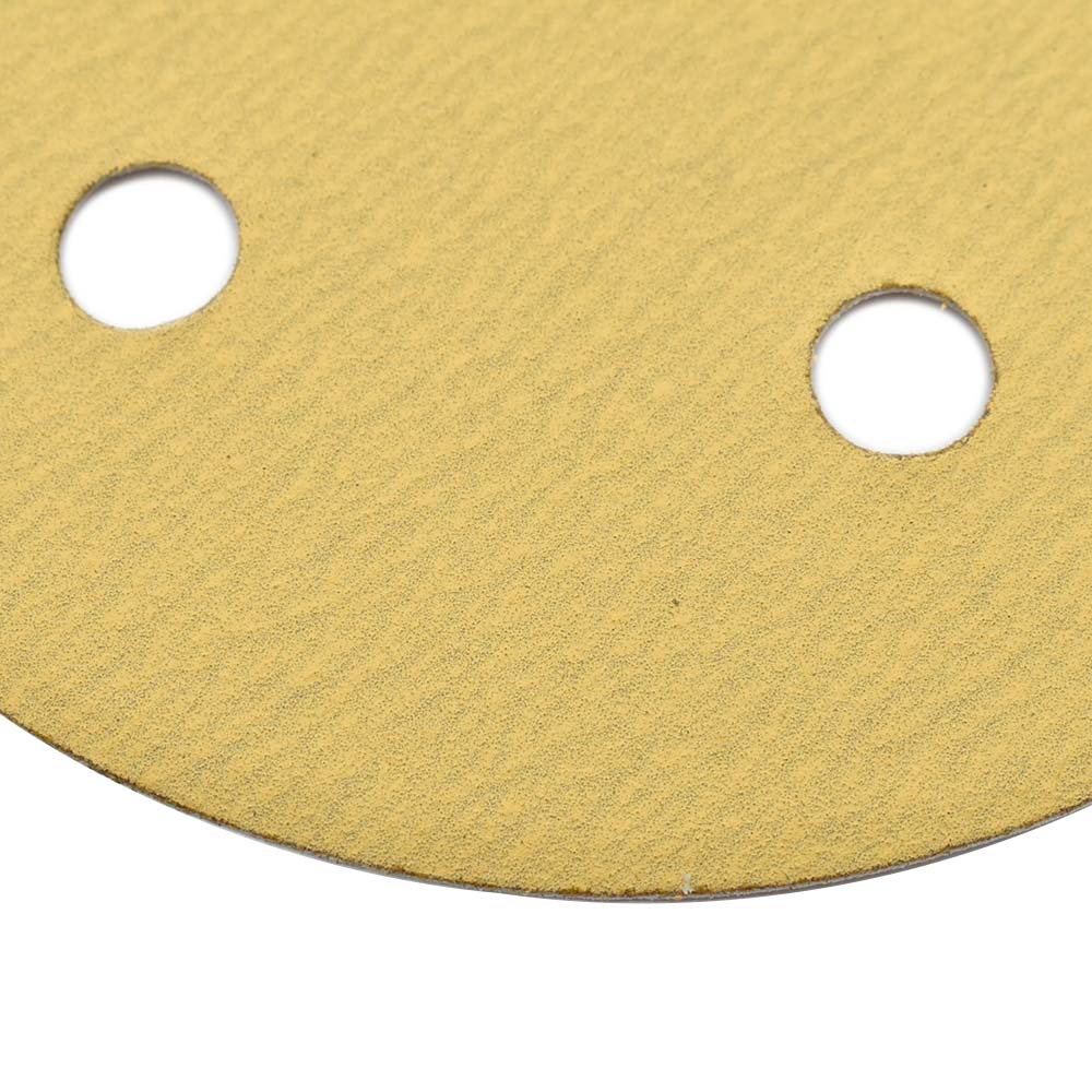 240 Grit 5" Diameter 5-Hole PSA Sanding Paper - 25/Pack (Ceramic Aluminum Oxide)