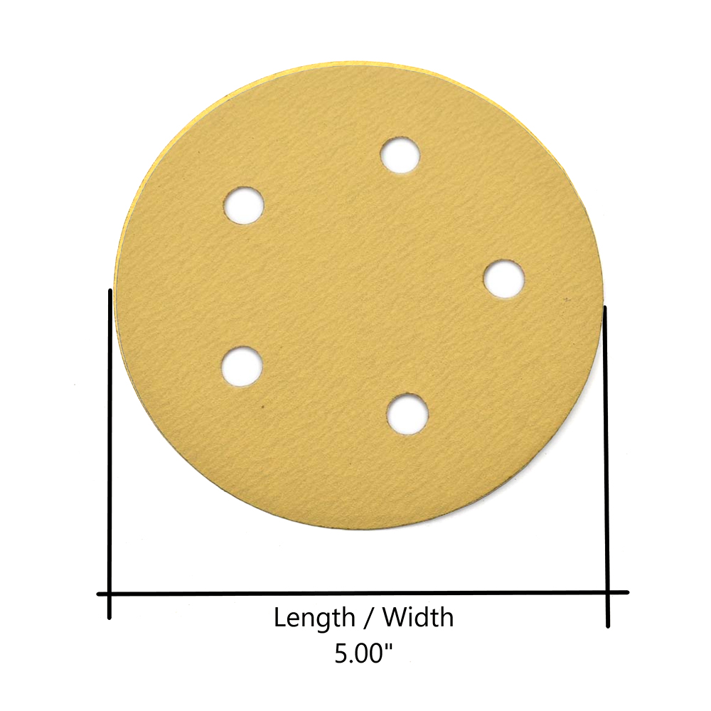 240 Grit 5" Diameter 5-Hole PSA Sanding Paper - 25/Pack (Ceramic Aluminum Oxide)