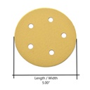 240 Grit 5" Diameter 5-Hole PSA Sanding Paper - 25/Pack (Ceramic Aluminum Oxide)