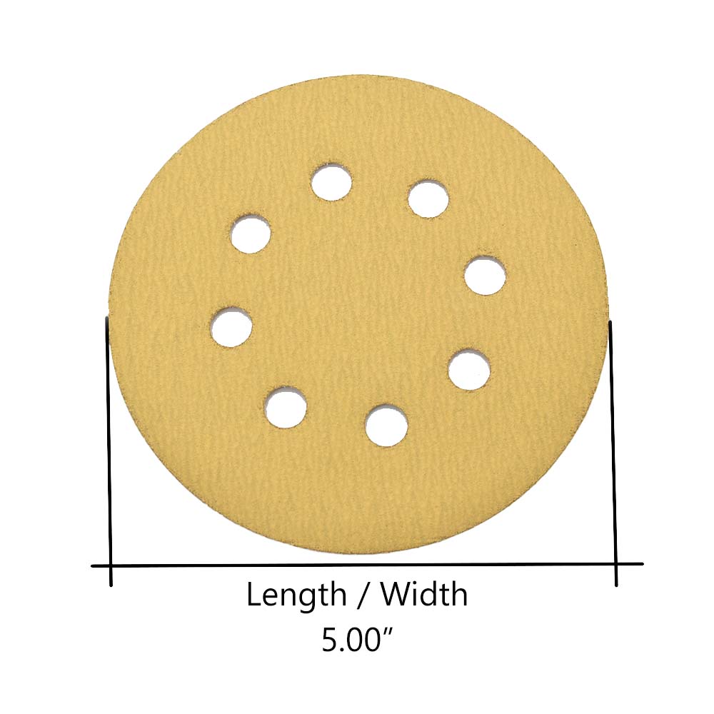 240 Grit 5" Diameter 8-Hole H&L Sanding Paper - 25/Pack (Ceramic Aluminum Oxide)