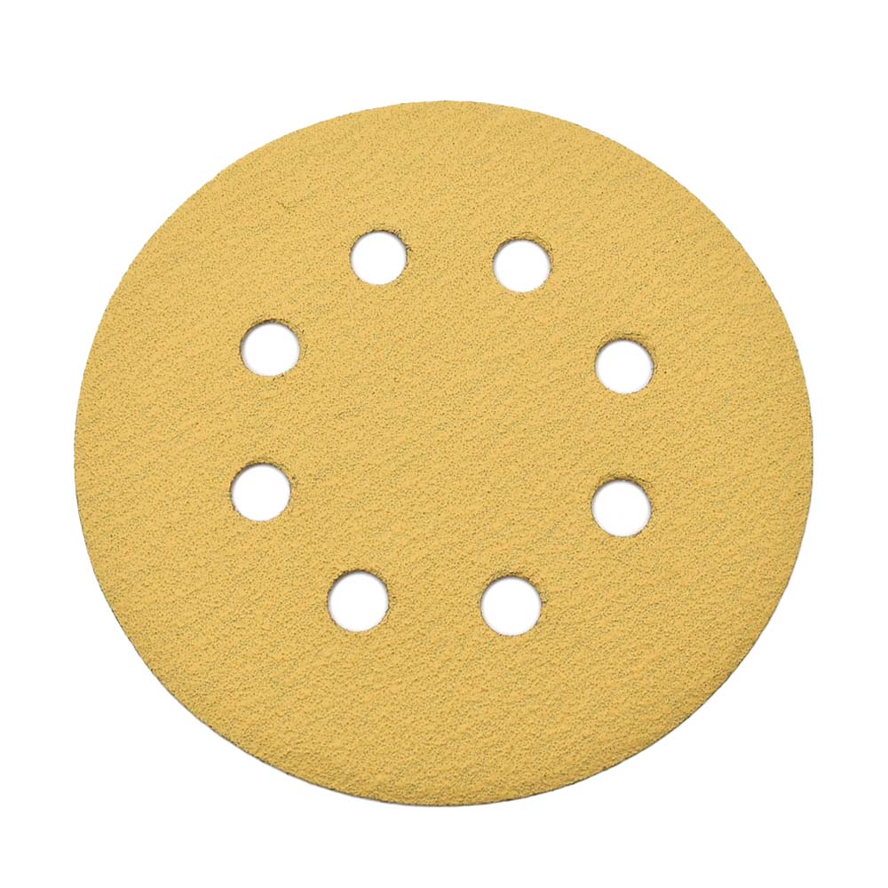 80 Grit 5" Diameter 8-Hole PSA Sanding Paper - 25/Pack (Ceramic Aluminum Oxide)