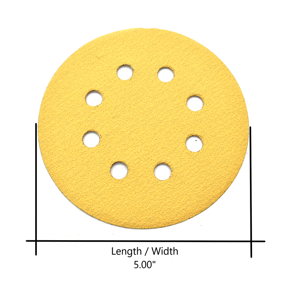 80 Grit 5" Diameter 8-Hole PSA Sanding Paper - 25/Pack (Ceramic Aluminum Oxide)