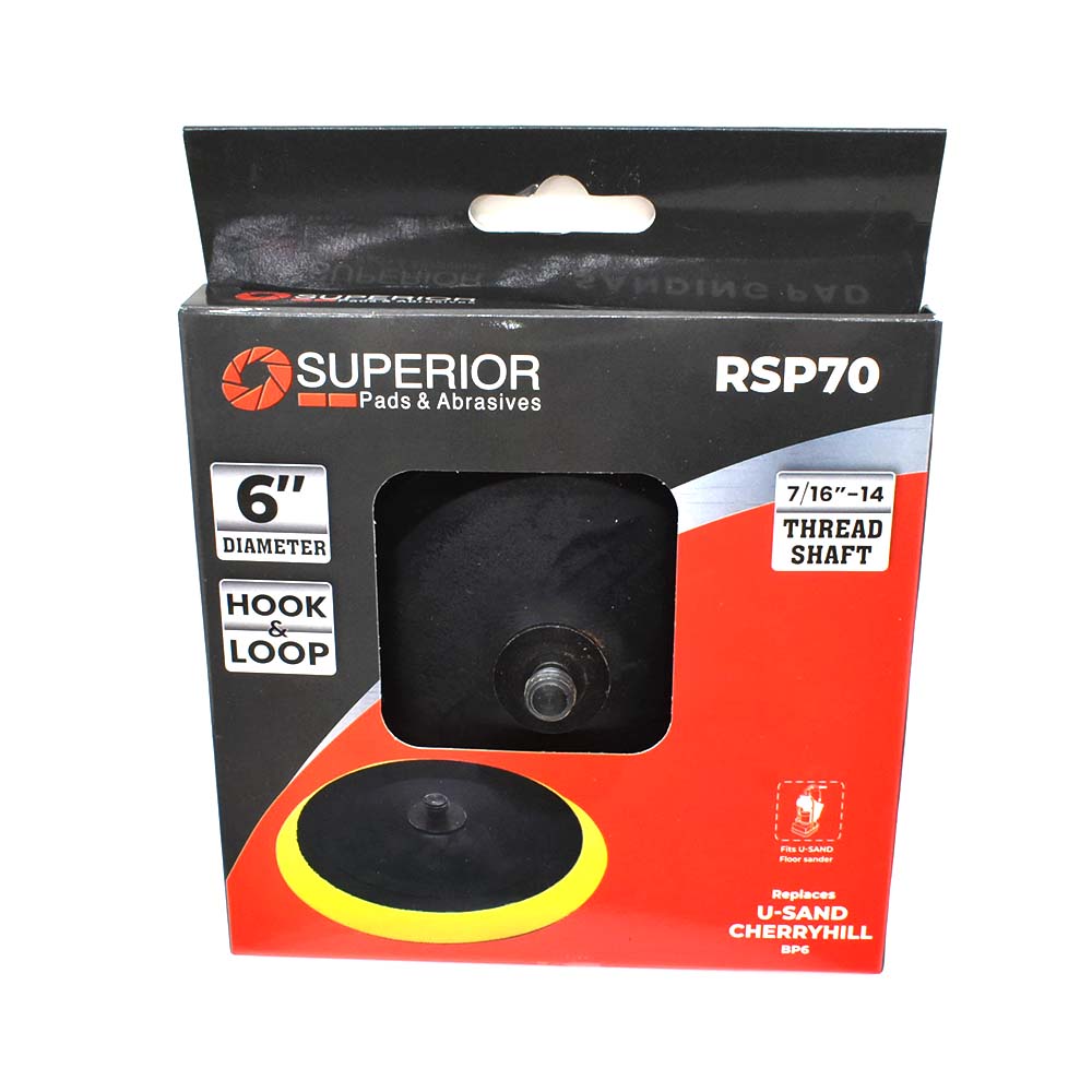 6" Dia Hook & Loop Sanding Pad with 7/16-14 Mount Shaft