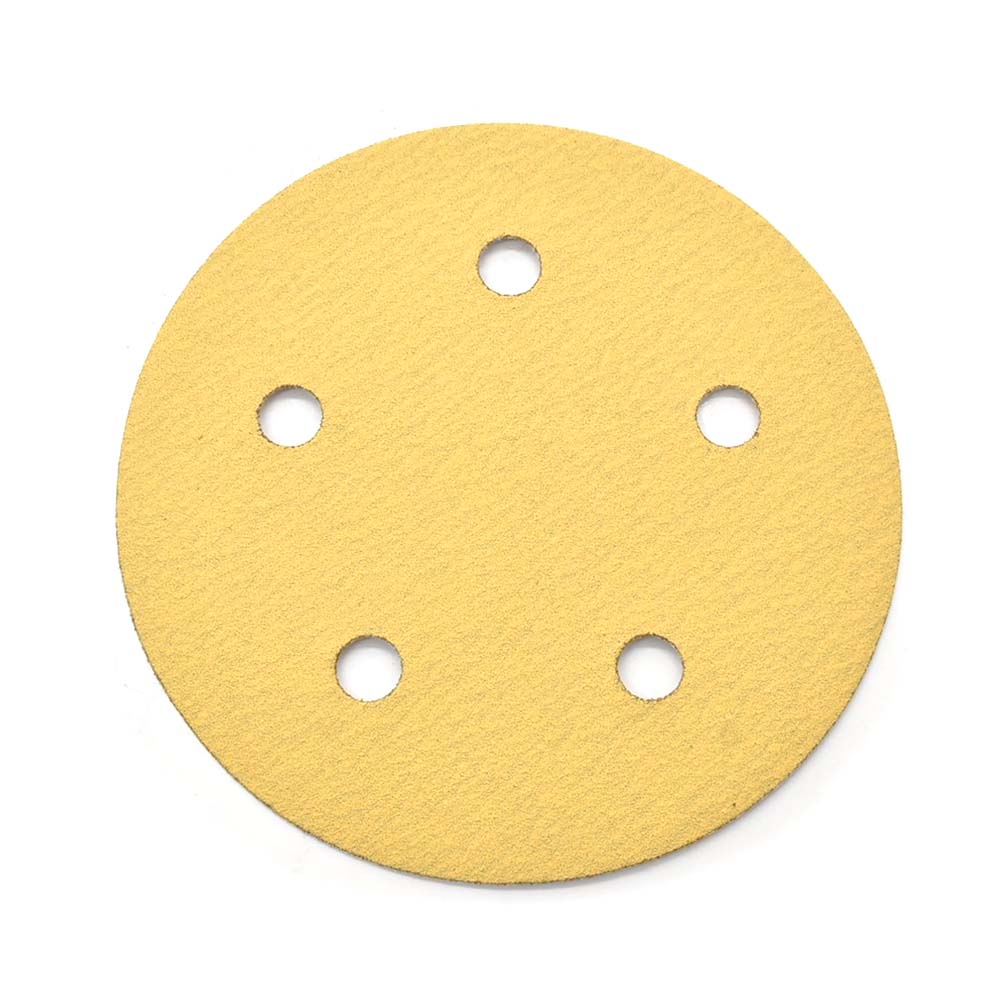 150 Grit 5" Diameter 5-Hole PSA Sanding Paper - 25/Pack (Ceramic Aluminum Oxide)