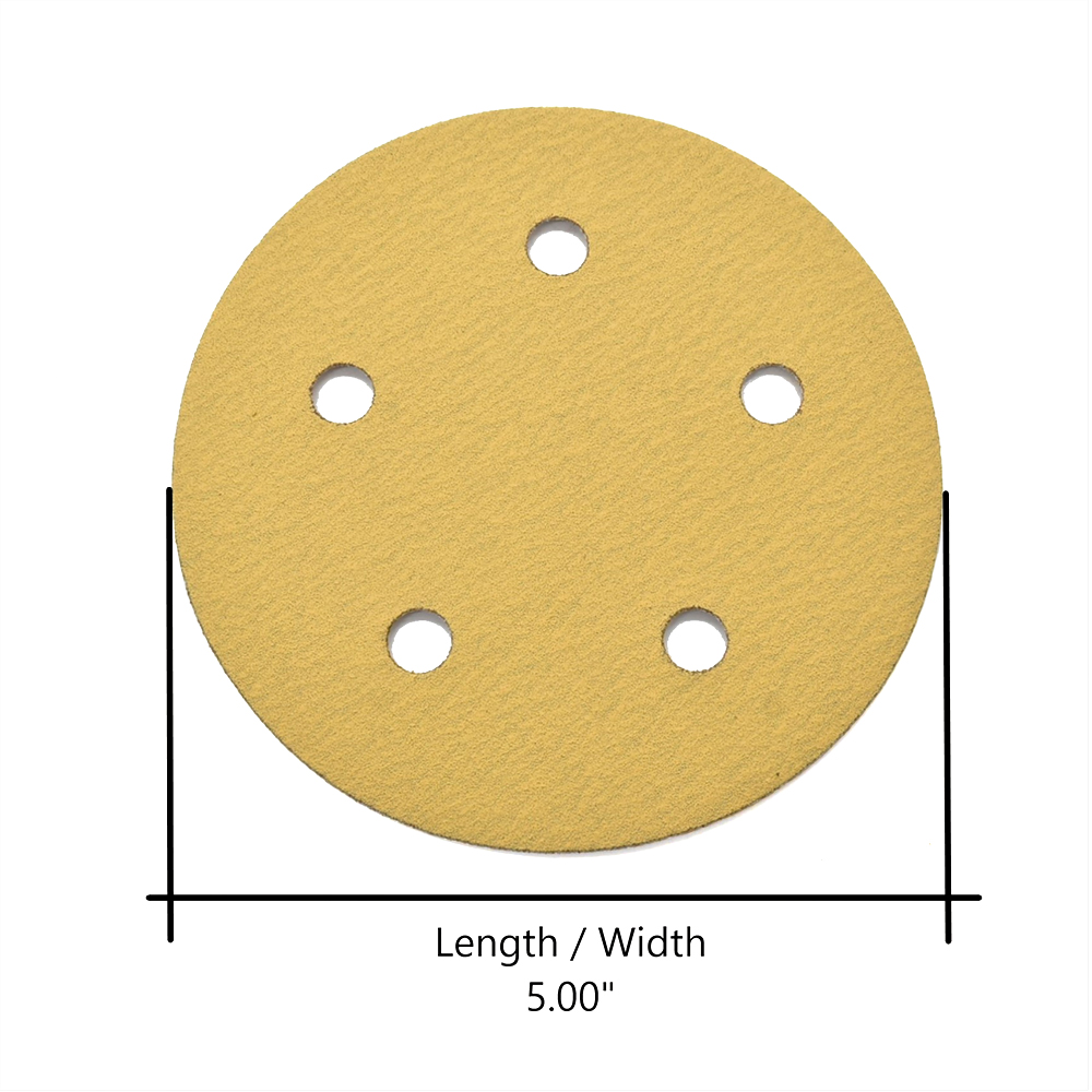 150 Grit 5" Diameter 5-Hole PSA Sanding Paper - 25/Pack (Ceramic Aluminum Oxide)