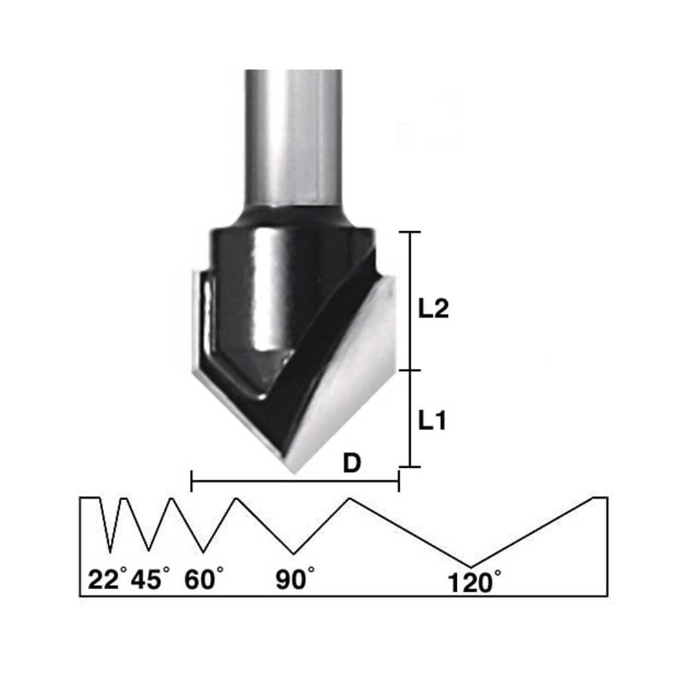 3/8" V Groove Bit, 1/4" Shank