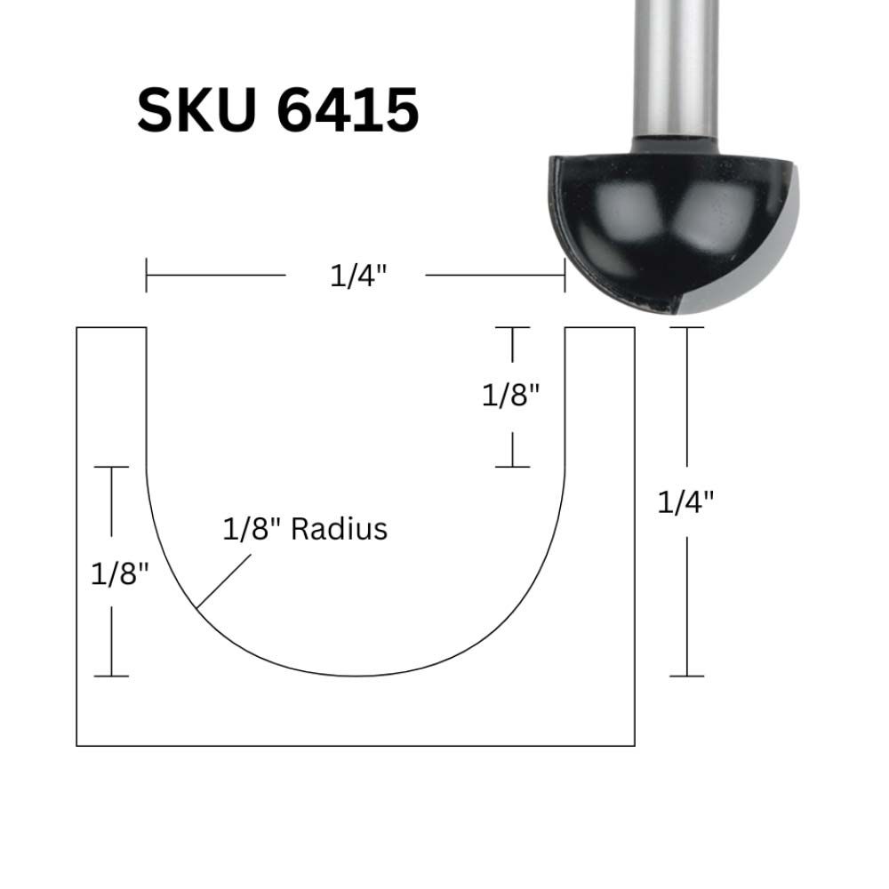 1/4"D Core Box Bit, 1/4" Shank