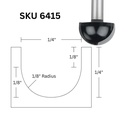 1/4"D Core Box Bit, 1/4" Shank