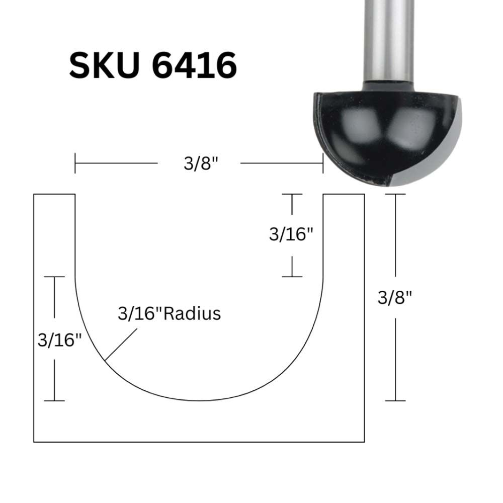 3/8"D Core Box Bit, 1/4"Shank