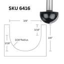 3/8"D Core Box Bit, 1/4"Shank