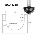 7/8"D Core Box Bit, 1/2" Shank