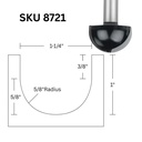 1-1/4"D Core Box Bit,1/2"Shank