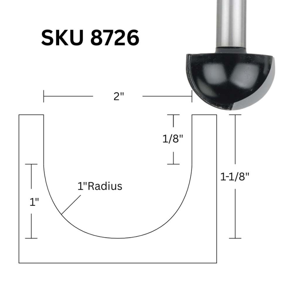 2"D Core Box Bit, 1/2" Shank