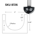 2"D Core Box Bit, 1/2" Shank