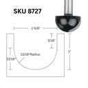 1-5/8"D Core Box Bit,1/2"Shank
