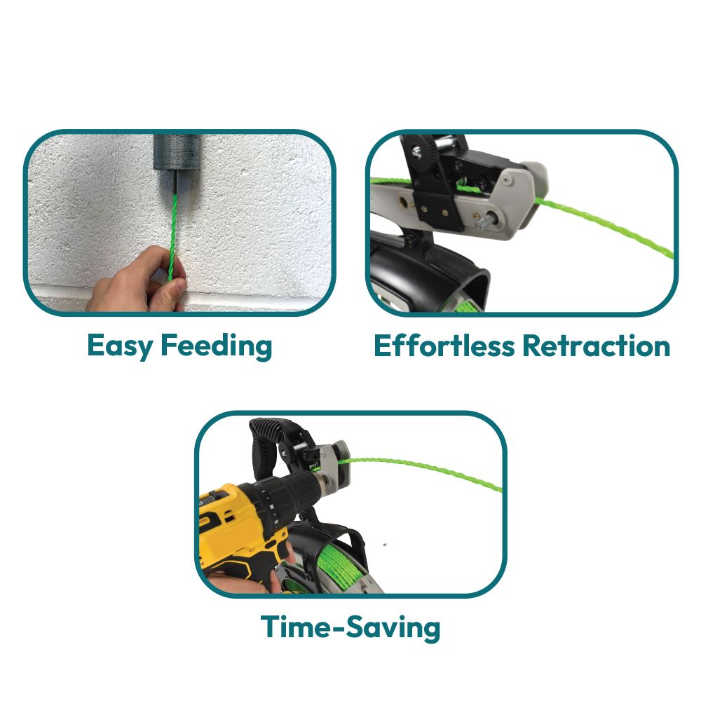 5/32" x 98ft Power Feed Fish Tape Spinner with Handle