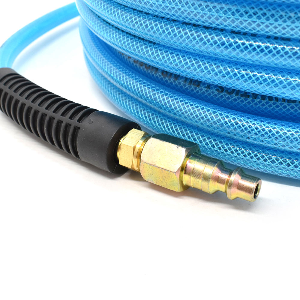 1/4" 25 ft Light Blue PU Hose Kit with 1/4" Brass "S" Coupler and Steel Plug