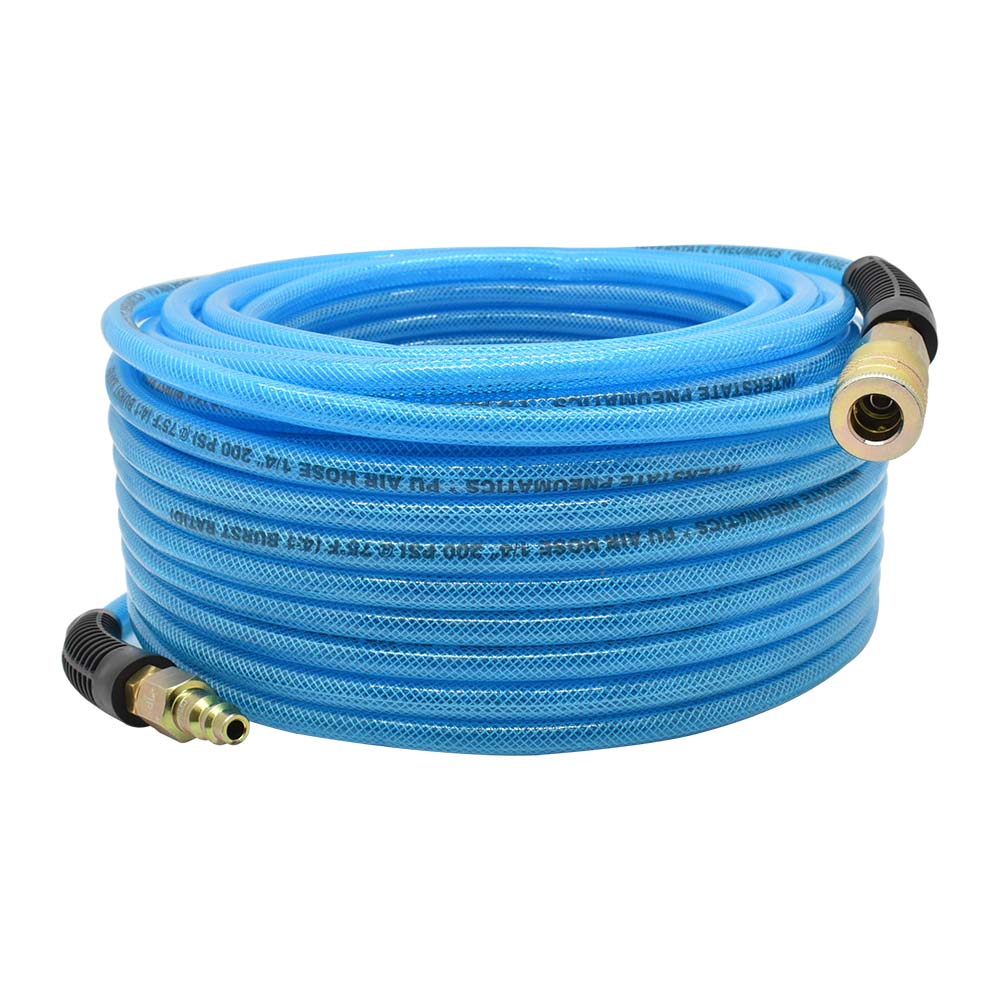 1/4" 100 ft Light Blue PU Hose Kit with 1/4" Brass "S" Coupler and Steel Plug