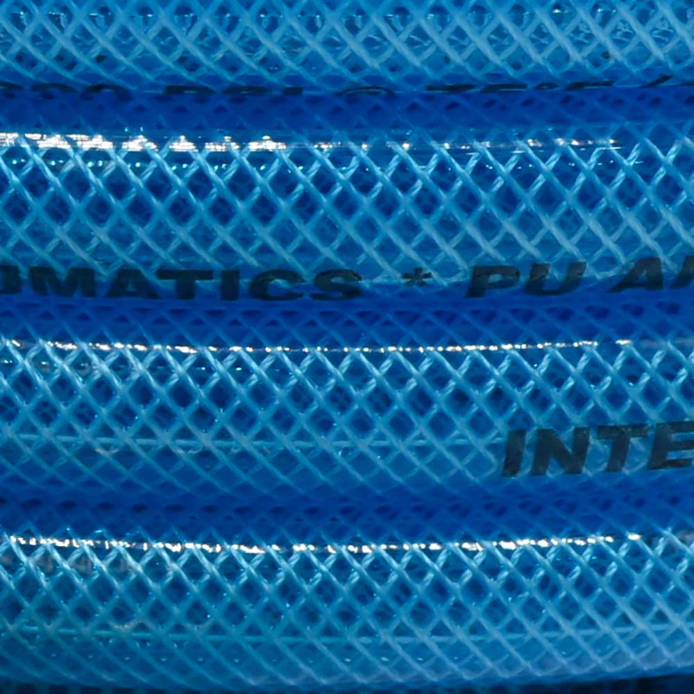 3/8" 50 ft Light Blue PU Hose Kit with 1/4" Brass "S" Coupler and Steel Plug