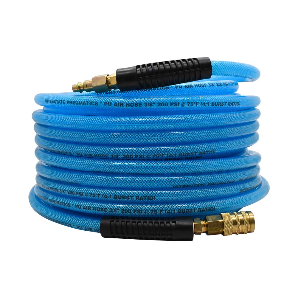3/8" 100 ft Light Blue PU Hose Kit with 1/4" Brass "S" Coupler and Steel Plug