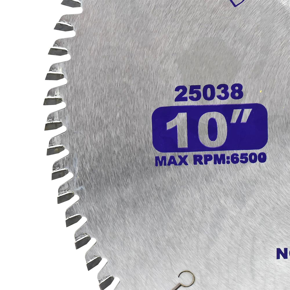 10" Dia, TCT 80 Teeth, 5/8" Arbor, Kerf 0.11", Plate Thickness 0.078", Teeth Thickness 0.078" 6500RPM Non-Ferrous Metal Cutting Saw Blade
