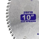 10" Dia, TCT 80 Teeth, 5/8" Arbor, Kerf 0.11", Plate Thickness 0.078", Teeth Thickness 0.078" 6500RPM Non-Ferrous Metal Cutting Saw Blade