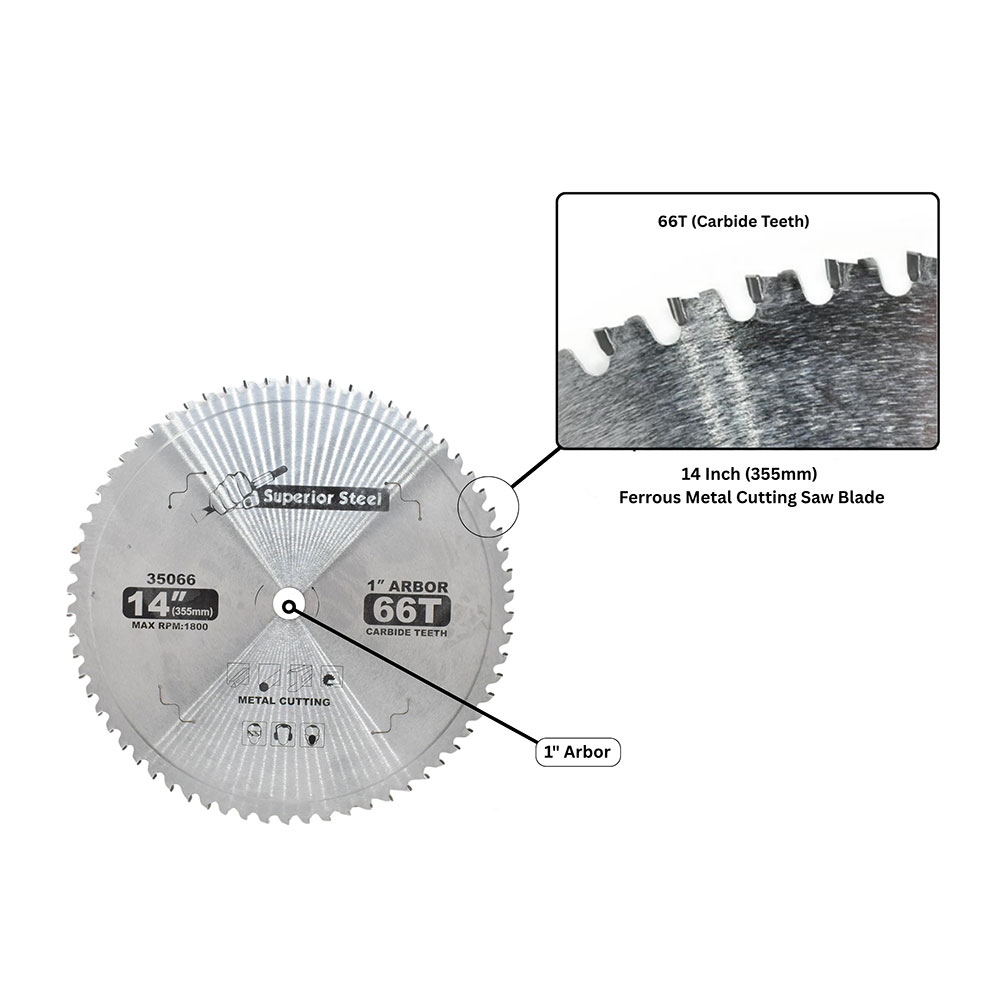 14" x 66 Teeth x 1" Arbor - Metal Cutting Carbide Tipped Saw Blade